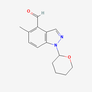 molecular formula C14H16N2O2 B13918331 5-methyl-1-(tetrahydro-2H-pyran-2-yl)-1H-indazole-4-carbaldehyde 