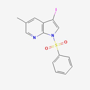 molecular formula C14H11IN2O2S B1391839 3-Iodo-5-methyl-1-(phenylsulfonyl)-1H-pyrrolo[2,3-b]pyridine CAS No. 1228666-07-6