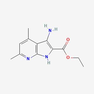 molecular formula C12H15N3O2 B1391841 Ethyl 3-amino-4,6-dimethyl-1H-pyrrolo[2,3-B]pyridine-2-carboxylate CAS No. 1053660-01-7