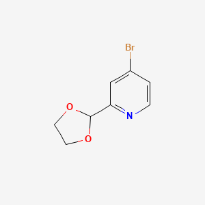molecular formula C8H8BrNO2 B13918534 4-Bromo-2-(1,3-dioxolan-2-YL)pyridine 