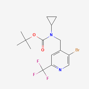 molecular formula C15H18BrF3N2O2 B13918539 tert-Butyl ((5-bromo-2-(trifluoromethyl)pyridin-4-yl)methyl)(cyclopropyl)carbamate 