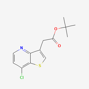 molecular formula C13H14ClNO2S B13918610 tert-Butyl 2-(7-chlorothieno[3,2-b]pyridin-3-yl)acetate 