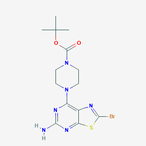 molecular formula C14H19BrN6O2S B13918685 Tert-butyl 4-(5-amino-2-bromothiazolo[5,4-d]pyrimidin-7-yl)piperazine-1-carboxylate 
