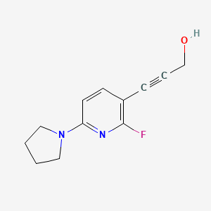 molecular formula C12H13FN2O B1391900 3-(2-Fluoro-6-(pyrrolidin-1-YL)pyridin-3-YL)-prop-2-YN-1-OL CAS No. 1228666-51-0