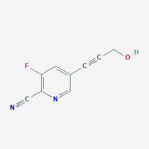 molecular formula C9H5FN2O B1391909 3-Fluoro-5-(3-hydroxyprop-1-yn-1-yl)-picolinonitrile CAS No. 1246088-46-9