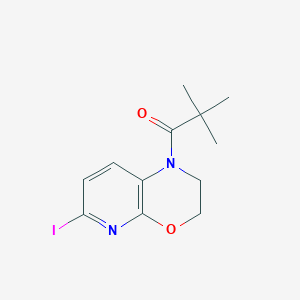 molecular formula C12H15IN2O2 B1391912 1-(6-Iodo-2,3-dihydro-1H-pyrido[2,3-b][1,4]oxazin-1-yl)-2,2-dimethylpropan-1-one CAS No. 1228665-79-9