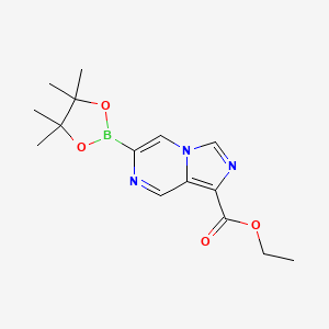 molecular formula C15H20BN3O4 B13919588 Ethyl 6-(4,4,5,5-tetramethyl-1,3,2-dioxaborolan-2-YL)imidazo[1,5-A]pyrazine-1-carboxylate 