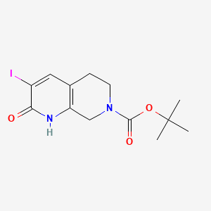 molecular formula C13H17IN2O3 B13919641 Tert-butyl 2-hydroxy-3-iodo-5,8-dihydro-1,7-naphthyridine-7(6H)-carboxylate 