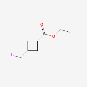 molecular formula C8H13IO2 B13919656 Ethyl 3-(iodomethyl)cyclobutane-1-carboxylate 