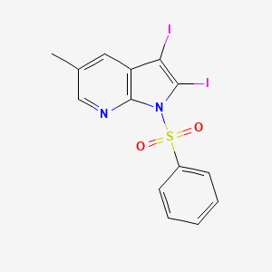 molecular formula C14H10I2N2O2S B1391967 2,3-Diiodo-5-methyl-1-(phenylsulfonyl)-1H-pyrrolo[2,3-b]pyridine CAS No. 1246088-65-2
