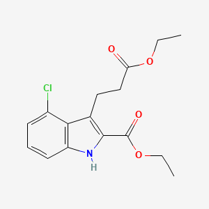 molecular formula C16H18ClNO4 B13919782 Ethyl 4-chloro-2-(ethoxycarbonyl)-1H-indole-3-propanoate CAS No. 130798-57-1