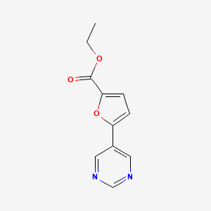 B1392002 Ethyl 5-(5-pyrimidyl)-2-furoate CAS No. 1187163-42-3