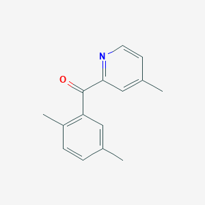 molecular formula C15H15NO B1392017 2-(2,5-二甲基苯甲酰)-4-甲基吡啶 CAS No. 1187166-82-0