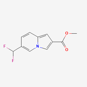 molecular formula C11H9F2NO2 B13920228 Methyl 6-(difluoromethyl)indolizine-2-carboxylate 