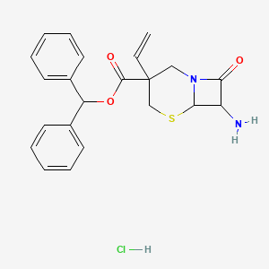 molecular formula C22H23ClN2O3S B13920371 Benzhydryl 7-amino-3-ethenyl-8-oxo-5-thia-1-azabicyclo[4.2.0]octane-3-carboxylate;hydrochloride 