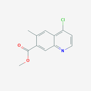 molecular formula C12H10ClNO2 B13920381 Methyl 4-chloro-6-methylquinoline-7-carboxylate 