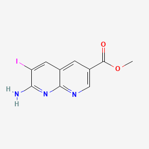 molecular formula C10H8IN3O2 B13920438 Methyl 7-amino-6-iodo-1,8-naphthyridine-3-carboxylate 
