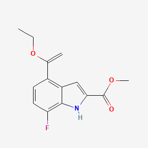 molecular formula C14H14FNO3 B13920577 Methyl 4-(1-ethoxyvinyl)-7-fluoro-1H-indole-2-carboxylate 