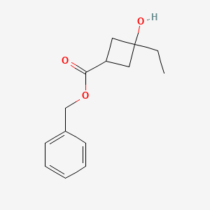 molecular formula C14H18O3 B13920606 Benzyl 3-ethyl-3-hydroxycyclobutane-1-carboxylate 