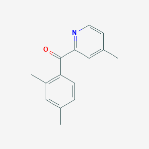 molecular formula C15H15NO B1392076 2-(2,4-Dimethylbenzoyl)-4-methylpyridine CAS No. 1187163-90-1