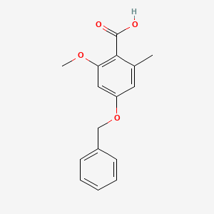 molecular formula C16H16O4 B13920787 Benzoic acid, 2-methoxy-6-methyl-4-(phenylmethoxy)- CAS No. 22375-06-0