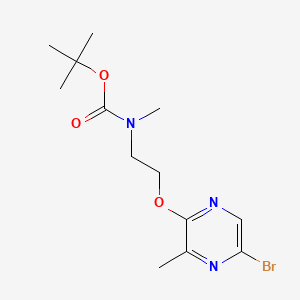 molecular formula C13H20BrN3O3 B13920850 tert-Butyl (2-((5-bromo-3-methylpyrazin-2-yl)oxy)ethyl)(methyl)carbamate 