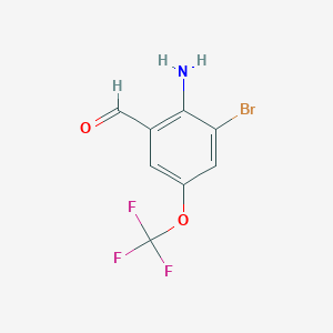 molecular formula C8H5BrF3NO2 B13920871 2-Amino-3-bromo-5-(trifluoromethoxy)benzaldehyde 
