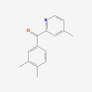 molecular formula C15H15NO B1392106 2-(3,4-Dimethylbenzoyl)-4-methylpyridine CAS No. 1187165-63-4