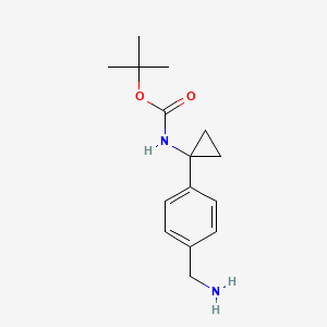 molecular formula C15H22N2O2 B13921084 tert-Butyl (1-(4-(aminomethyl)phenyl)cyclopropyl)carbamate 