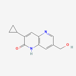 molecular formula C12H12N2O2 B13921151 3-Cyclopropyl-7-(hydroxymethyl)-1,5-naphthyridin-2(1H)-one 