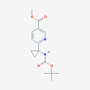 molecular formula C15H20N2O4 B13921156 Methyl 6-(1-((tert-butoxycarbonyl)amino)cyclopropyl)nicotinate 