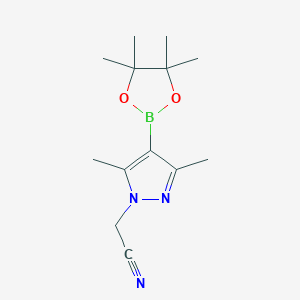 molecular formula C13H20BN3O2 B13921249 2-[3,5-Dimethyl-4-(4,4,5,5-tetramethyl-1,3,2-dioxaborolan-2-yl)pyrazol-1-yl]acetonitrile 