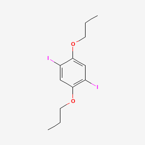 molecular formula C12H16I2O2 B13921309 Benzene, 1,4-diiodo-2,5-dipropoxy- CAS No. 221292-48-4
