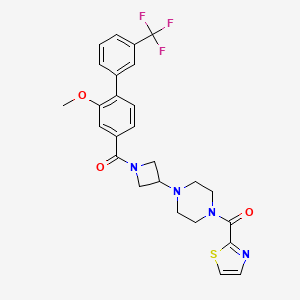 molecular formula C26H25F3N4O3S B1392133 (4-(1-(2-Methoxy-3'-(trifluoromethyl)-[1,1'-biphenyl]-4-carbonyl)azetidin-3-yl)piperazin-1-yl)(thiazol-2-yl)methanone CAS No. 1252771-06-4