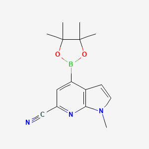molecular formula C15H18BN3O2 B13921338 1-Methyl-4-(4,4,5,5-tetramethyl-1,3,2-dioxaborolan-2-yl)pyrrolo[2,3-b]pyridine-6-carbonitrile 