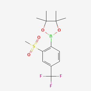 molecular formula C14H18BF3O4S B13921346 4,4,5,5-Tetramethyl-2-(2-(methylsulfonyl)-4-(trifluoromethyl)phenyl)-1,3,2-dioxaborolane 