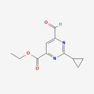 molecular formula C11H12N2O3 B13921382 Ethyl 2-cyclopropyl-6-formylpyrimidine-4-carboxylate 