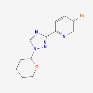 molecular formula C12H13BrN4O B13921401 5-bromo-2-(1-(tetrahydro-2H-pyran-2-yl)-1H-1,2,4-triazol-3-yl)pyridine 