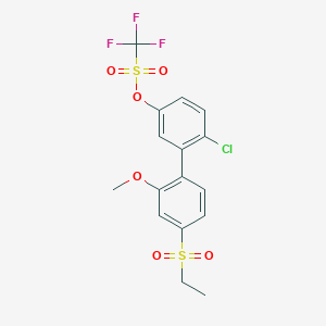 molecular formula C16H14ClF3O6S2 B13921415 6-Chloro-4'-(ethylsulfonyl)-2'-methoxy-[1,1'-biphenyl]-3-yl trifluoromethanesulfonate 