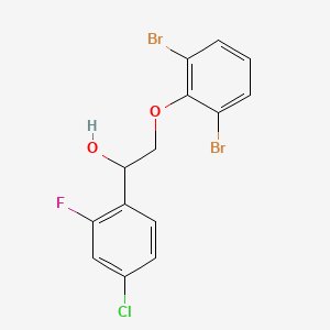 molecular formula C14H10Br2ClFO2 B13921428 1-(4-Chloro-2-fluorophenyl)-2-(2,6-dibromophenoxy)ethan-1-ol 