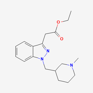 molecular formula C18H25N3O2 B13921438 Ethyl 2-(1-((1-methylpiperidin-3-yl)methyl)-1H-indazol-3-yl)acetate 