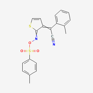 molecular formula C20H16N2O3S2 B13921443 [[3-[Cyano-(2-methylphenyl)methylidene]thiophen-2-ylidene]amino] 4-methylbenzenesulfonate CAS No. 852246-52-7