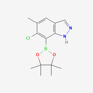 molecular formula C14H18BClN2O2 B13921464 6-Chloro-5-methyl-7-(4,4,5,5-tetramethyl-1,3,2-dioxaborolan-2-yl)-1H-indazole 