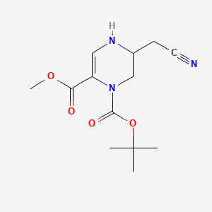 molecular formula C13H19N3O4 B13921572 1-(tert-Butyl) 2-methyl 5-(cyanomethyl)-5,6-dihydropyrazine-1,2(4H)-dicarboxylate 
