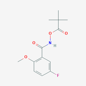 molecular formula C13H16FNO4 B13921588 5-Fluoro-2-methoxy-N-(pivaloyloxy)benzamide 