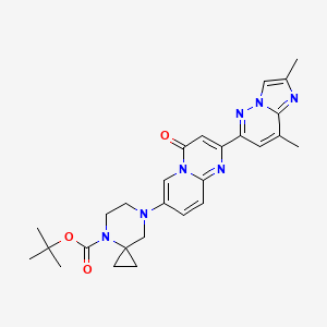 molecular formula C27H31N7O3 B13921608 tert-Butyl 7-(2-(2,8-dimethylimidazo[1,2-b]pyridazin-6-yl)-4-oxo-4H-pyrido[1,2-a]pyrimidin-7-yl)-4,7-diazaspiro[2.5]octane-4-carboxylate 