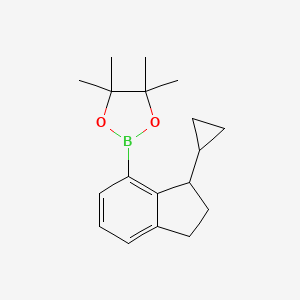 molecular formula C18H25BO2 B13921632 2-(3-Cyclopropyl-2,3-dihydro-1H-inden-4-yl)-4,4,5,5-tetramethyl-1,3,2-dioxaborolane 
