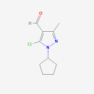 molecular formula C10H13ClN2O B13921675 5-chloro-1-cyclopentyl-3-methyl-1H-pyrazole-4-carbaldehyde 