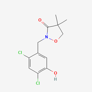molecular formula C12H13Cl2NO3 B13921732 2-[(2,4-Dichloro-5-hydroxyphenyl)methyl]-4,4-dimethyl-1,2-oxazolidin-3-one 