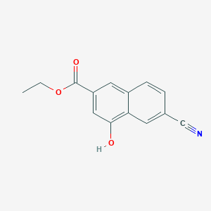 molecular formula C14H11NO3 B13921743 6-Cyano-4-hydroxy-2-naphthalenecarboxylic acid ethyl ester 